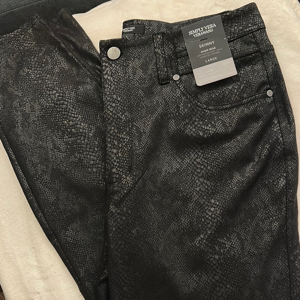 Snake Print Simply Vera Wang Black Skinny Jeans